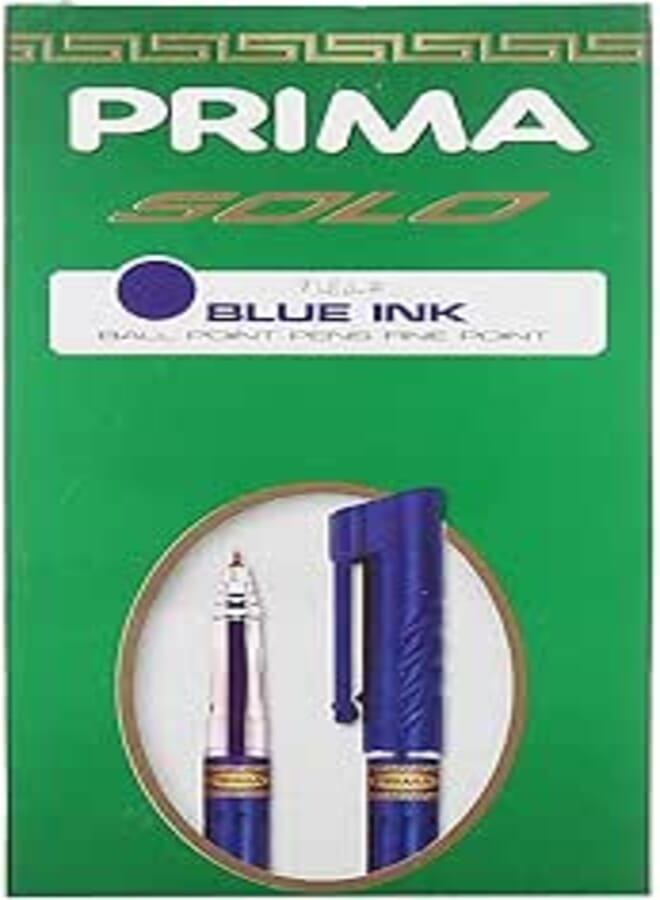Prima solo ballpoint pen, needle tip, blue - pack of 24